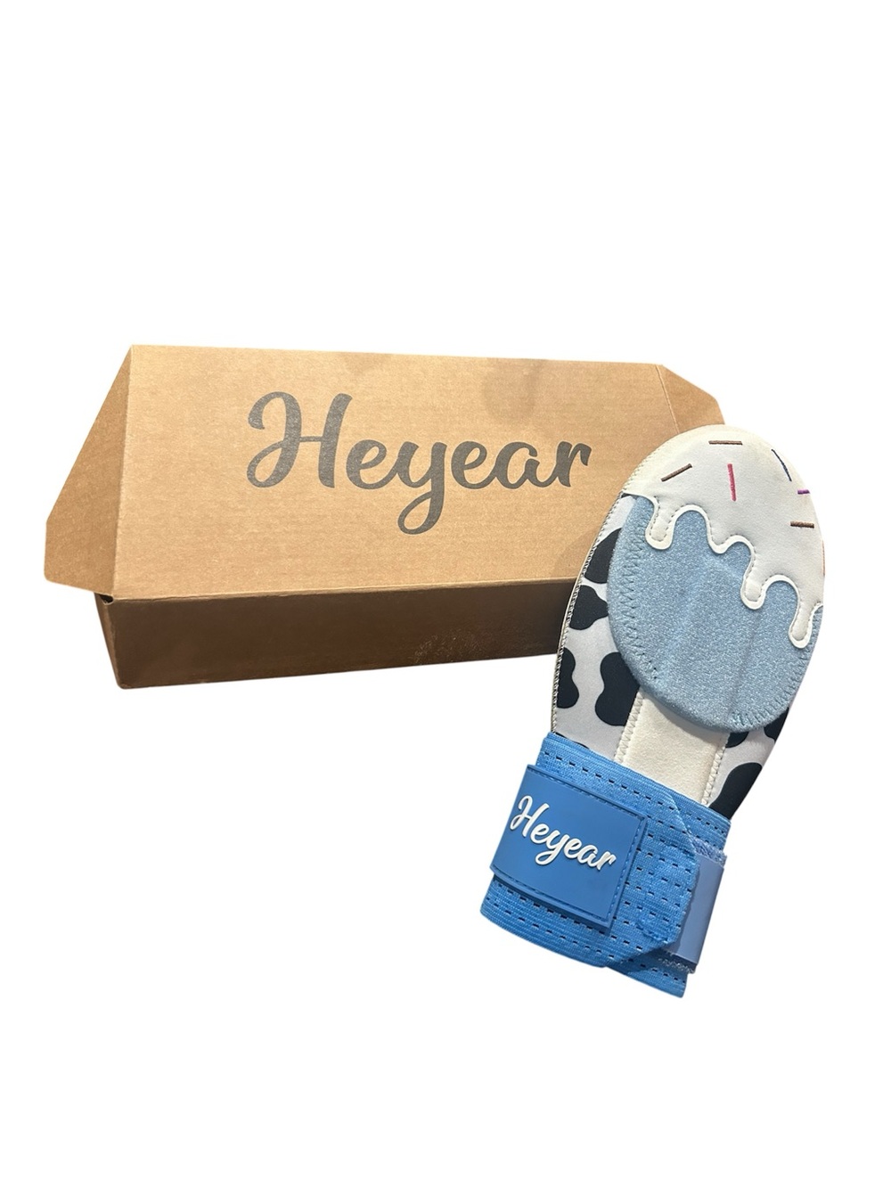 Heyear Blue Kids sliding mitt  with Cow Print & Ice Cream Patch